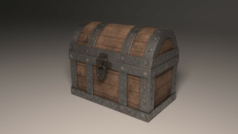 Low-poly rusted chest