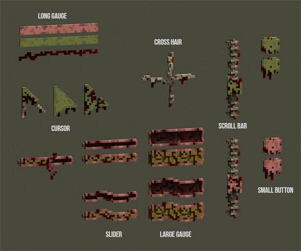 ArtStation - +50 2D/3D Gore Voxel UI elements | Game Assets