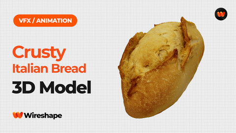 Crusty Italian Bread - Extreme Definition 3D Scanned