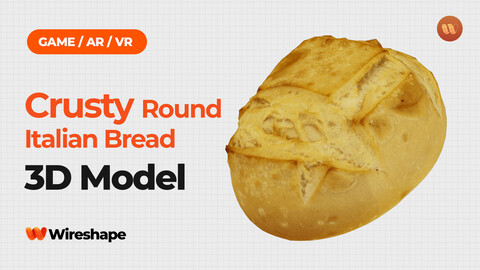 Crusty Round Italian Bread - Real-Time 3D Scanned