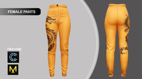 Female Leather Pants Marvelous Designer/Clo3d project + OBJ + FBX