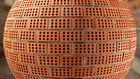 PBR - BRICK WALL / ROUNDED HOLES - 4K MATERIAL