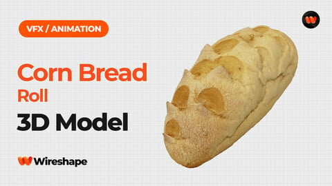 Corn Bread Roll - Extreme Definition 3D Scanned