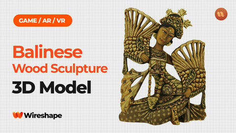 Balinese Legong Dancer Wood Sculpture - Real-Time 3D Scanned