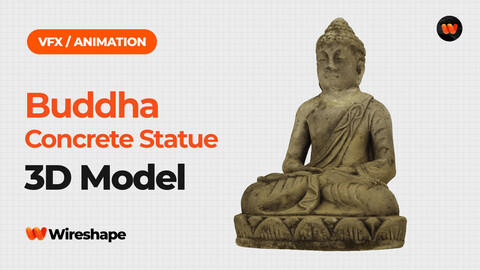 Meditating Buddha Concrete Garden Statue - Extreme Definition 3D Scanned