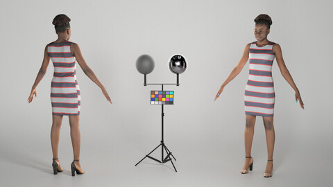 Pretty woman in striped dress ready for animation 284