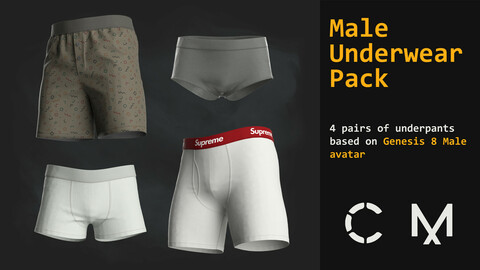 Male underwear pack. MD / CLO 3D .zprj (Genesis 8 avatar)