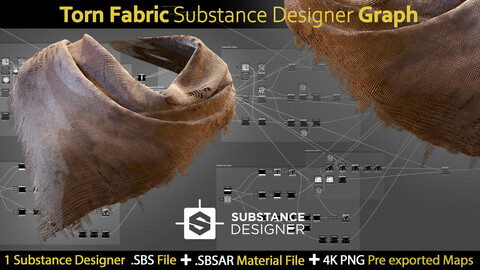 Torn Fabric Substance Designer Graph-sbs-sbsar-pre-exported 4k maps