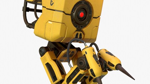 Robot Welder PBR Low Poly 3d Model Riged Animated