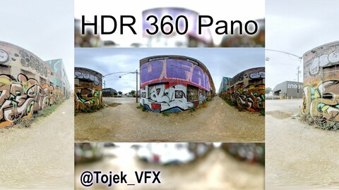 HDR 360 Panorama Small Alley DTLA Graffiti set 65 (Set pano 1 of 3)