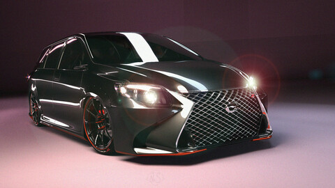 Toyota Fielder and nousercut Lexus GH450 3D model