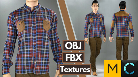 Marvelous Designer + Clo3d + OBJ + FBX + TEXTURES : Men's casual shirt & pants
