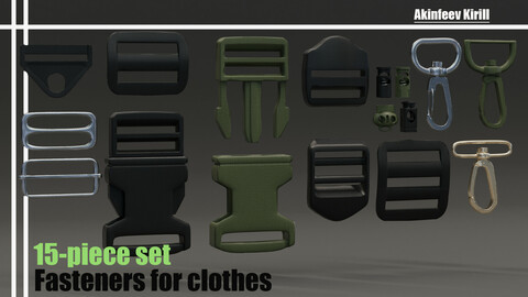 15-piece set, Fasteners for clothes