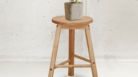 Solid wood round 450 stool