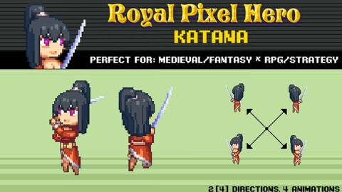 Pixel Art Chibi: Katana / Royal Pixel / Issometric