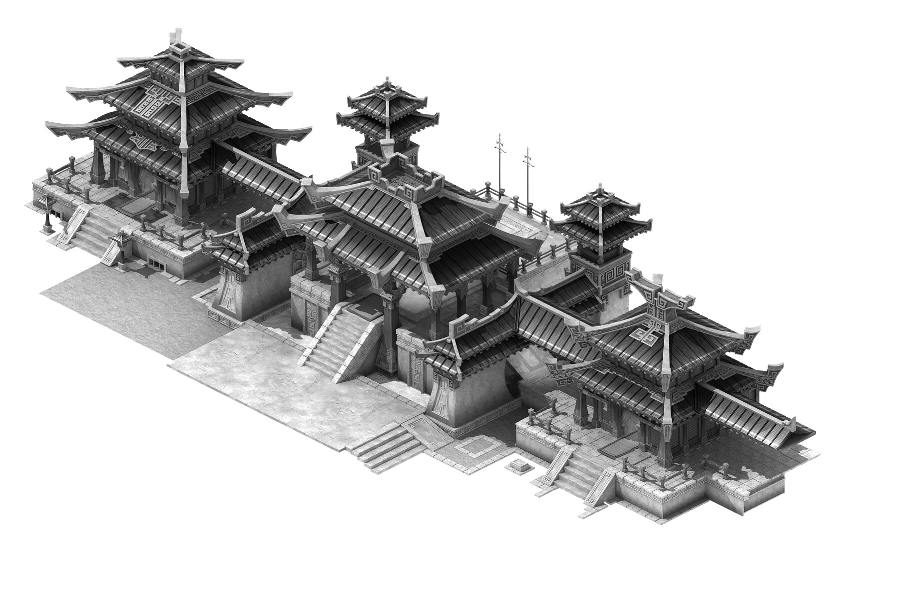 ArtStation - Xiqiao City Palace - Back Hall | Game Assets