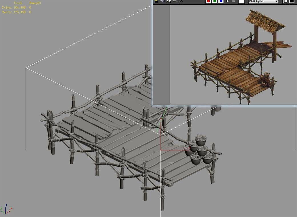 ArtStation Crescent Crescent Wooden Bridge 01 Game Assets