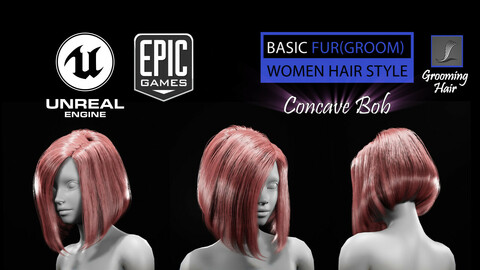 Concave Bob Grooming Real-Time Hairstyle Unreal Engine 4