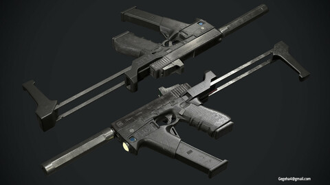 Glock 17 With Flux Defence FlashMag Low-poly 3D model