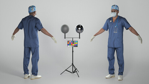 Surgical doctor in sterile mask and gloves in A-pose 308