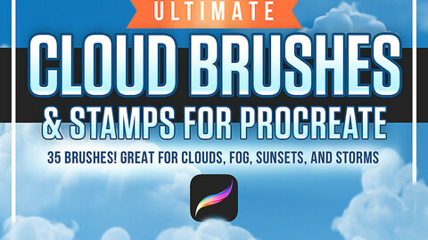 35 Amazing Cloud Brushes + Stamps for Procreate