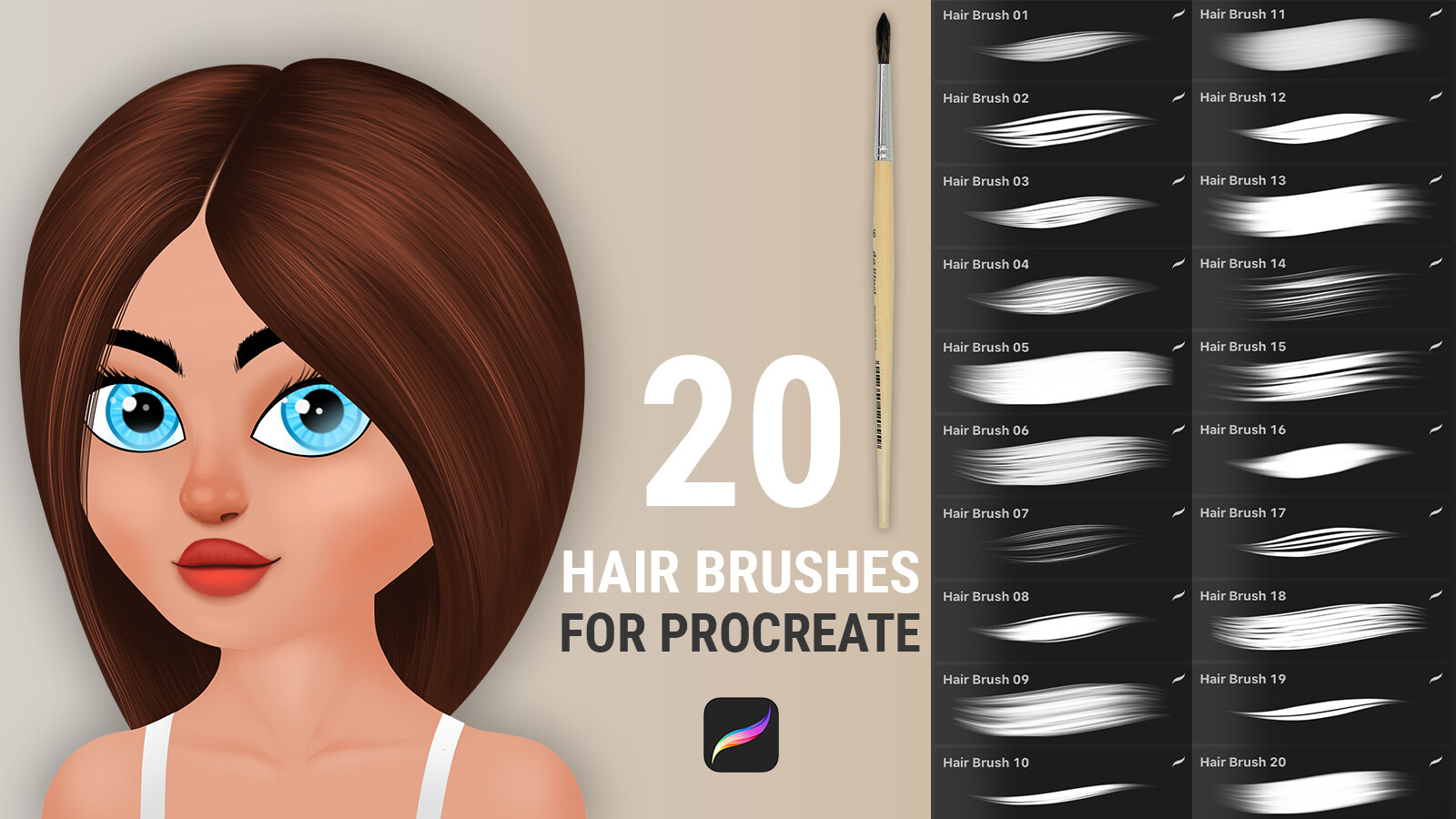 ArtStation Hair Brushes for Procreate Brushes