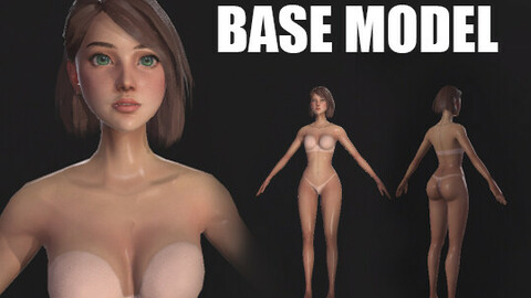 Stylised Girl Base Mesh - Game Ready, Low Poly Model.