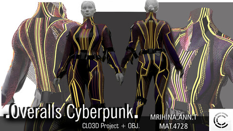 .Overalls Cyberpunk. Clo3d, Marvelous Designer.