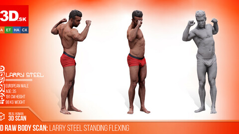 Cleaned 3D Body scan of Larry Steel Standing Flexing