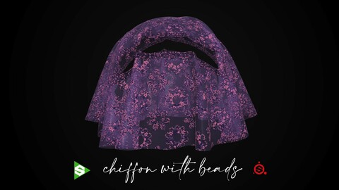 Chiffon with Beads Fabric Material