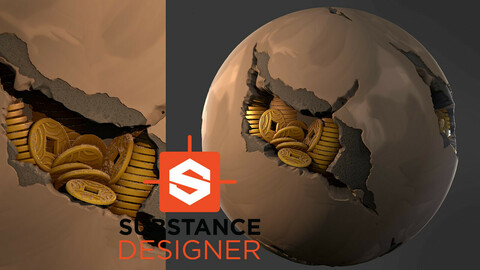 Stylized Wall with Coins - Substance Designer