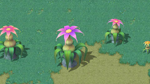 Cartoon Sky City - Hibiscus Flower