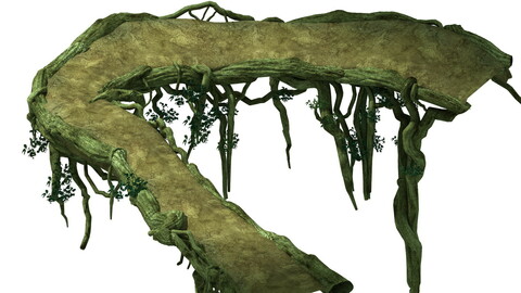 Game Model - Forest - Tree composition of mountain road
