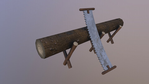 Stump and Saw 3D Model