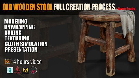 Old Wooden Stool Full Creation Process + Game Ready