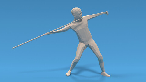 Low Poly Kid Javelin Throw