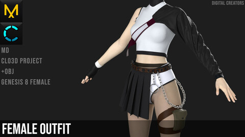 Female Streetwear. Marvelous Designer / Clo 3D project +obj