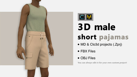 male  short pajamas+ FBX + OBJ + Zprj File