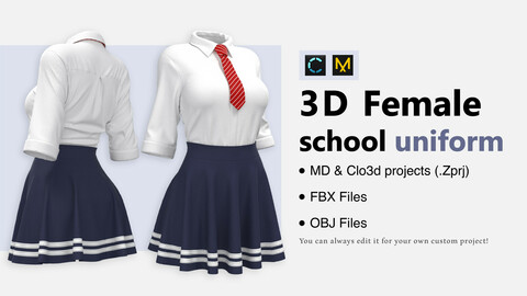 Female School Uniform+ FBX + OBJ + Zprj File