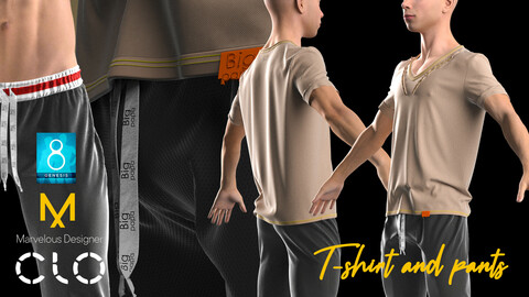 T-shirt and Pants teen clothes 3d Clo 3d