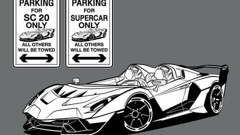 DIGITAL FILE VECTOR / Sign Parking Supercar Only SC20_01