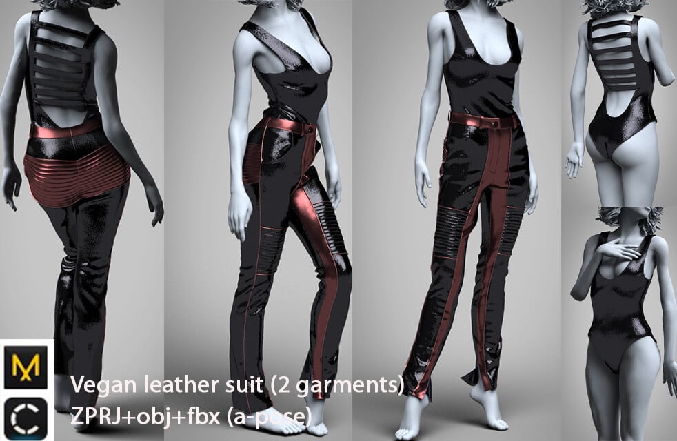 Evgenia_3dclocreator - Digital vegan leather suit (2 garments)