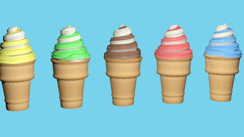 3D realistic Ice Cream 5 Colors PBR
