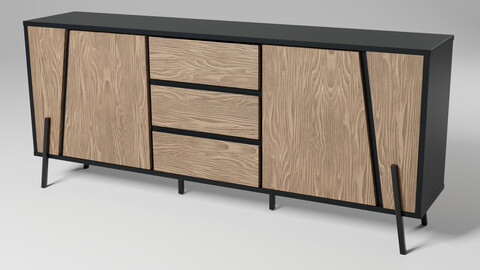 BLACKPOOL 3 Drawer Sideboard Dark Wood
