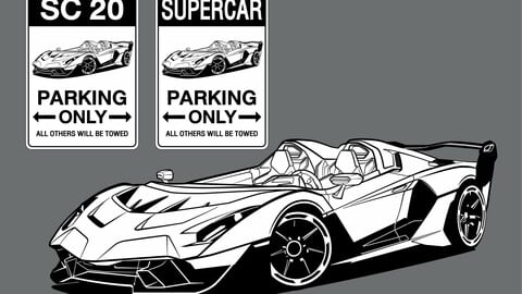 DIGITAL FILE VECTOR / Sign Parking Supercar Only SC20_03