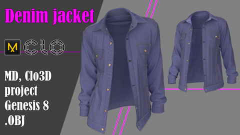 Denim jacket. Marvelous Designer, Clo3d project + OBJ