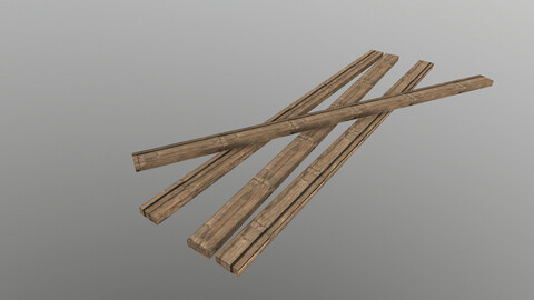 Low Poly Wooden Planks 3D Model free