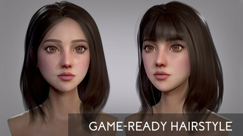 Realtime Long Female Hair - 3 Fringe Options