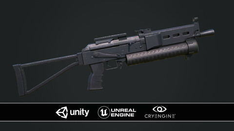 PP19 Bizon Game-ready Lowpoly PBR Textured Rigged 3D Model
