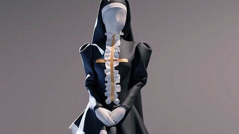 Fantasy Nun inspired by edwardian victorian era